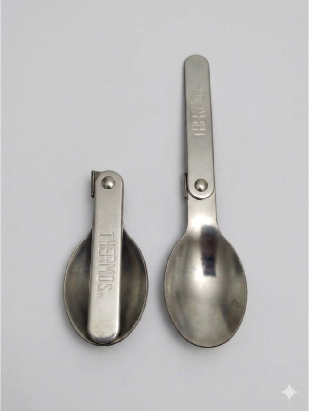 Set of 2 Genuine Thermos Replacement Folding Spoons -Stainless Steel Collapsible